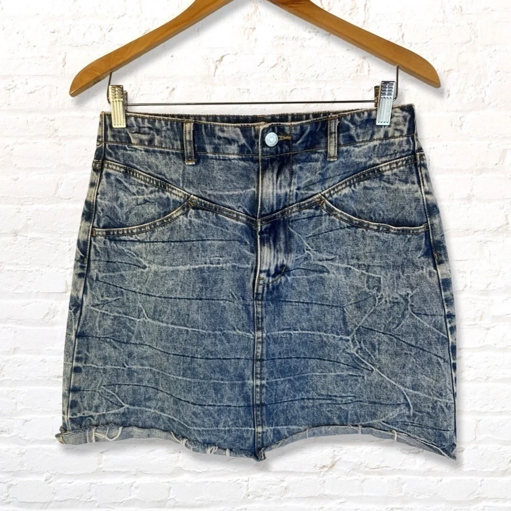 Forever 21 Acid Washed Denim Skirt Pieced Yoke Size 28 Size 6 Denim Skirt